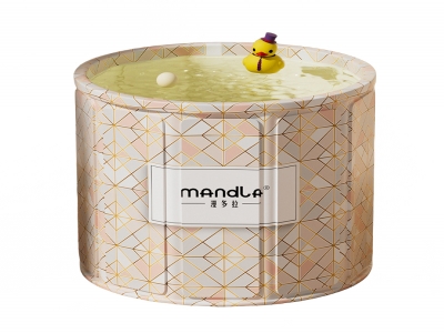 成人加厚保温可折叠浴桶 70-65cm  幻彩蓝橙色  北欧粉白 两色可选