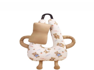 纯棉透气车载棕熊抱抱枕 粉色小熊，棕色小熊可选