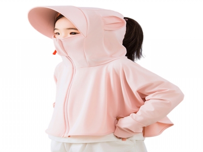 儿童冰丝防晒衣斗篷款UPF50+，均码L: 120-150cm，粉色 灰色 蓝色 白色可选