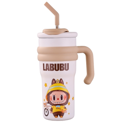 LABUBU 700ml 不锈钢保温杯 粉布布，黄布布，白咖布布三色可选
