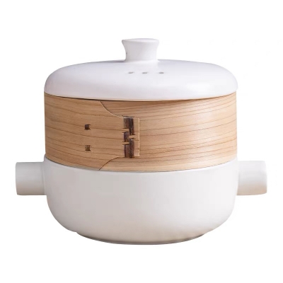 日式2.5L蒸煲合一砂锅 白瓷，黑瓷 两色可选