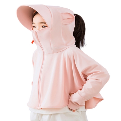 儿童冰丝防晒衣斗篷款UPF50+，均码L: 120-150cm，粉色 灰色 蓝色 白色可选